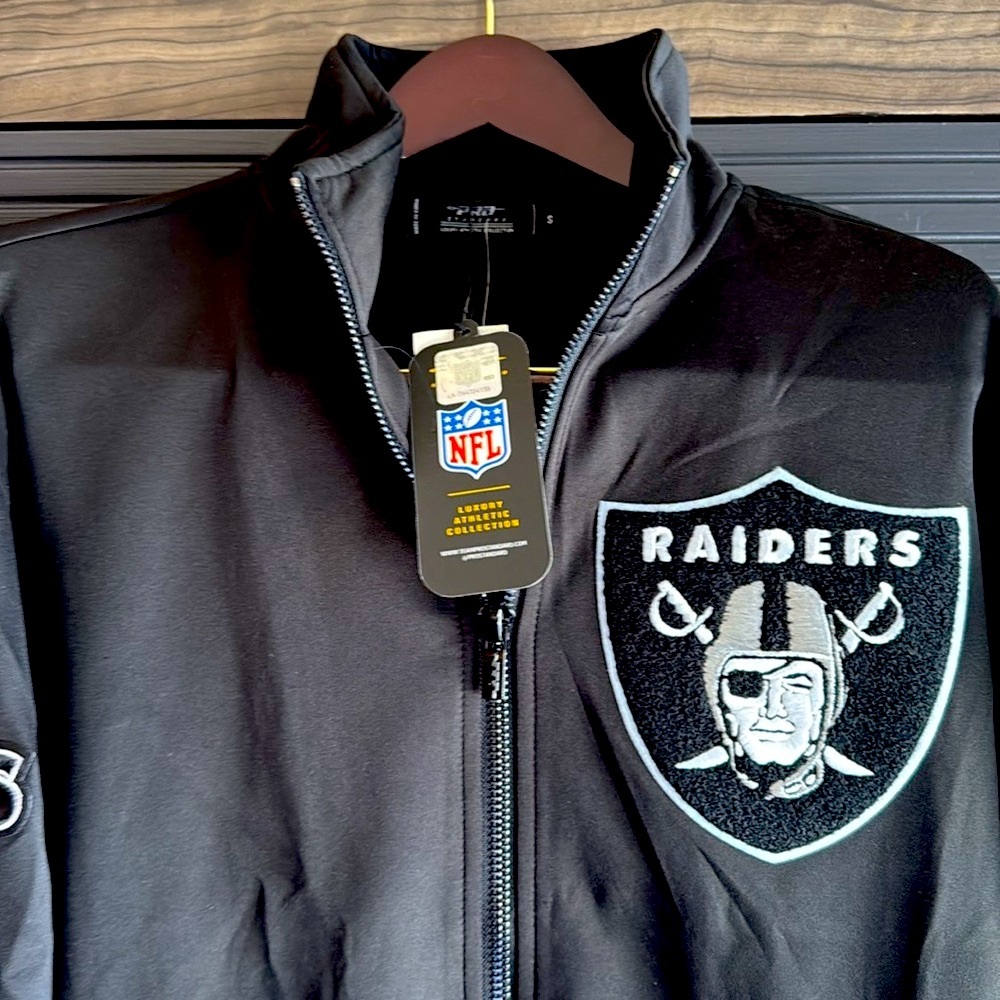 Unisex Black Raiders Jacket - 100% Cotton - Size Small - Picture 2 of 9